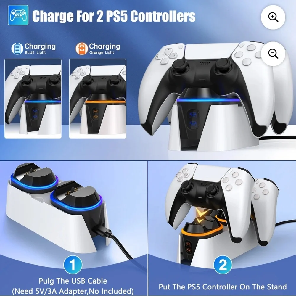 PS5 Dual Controller Charging Station for Playstation 5 with LED indicator$Fast C
